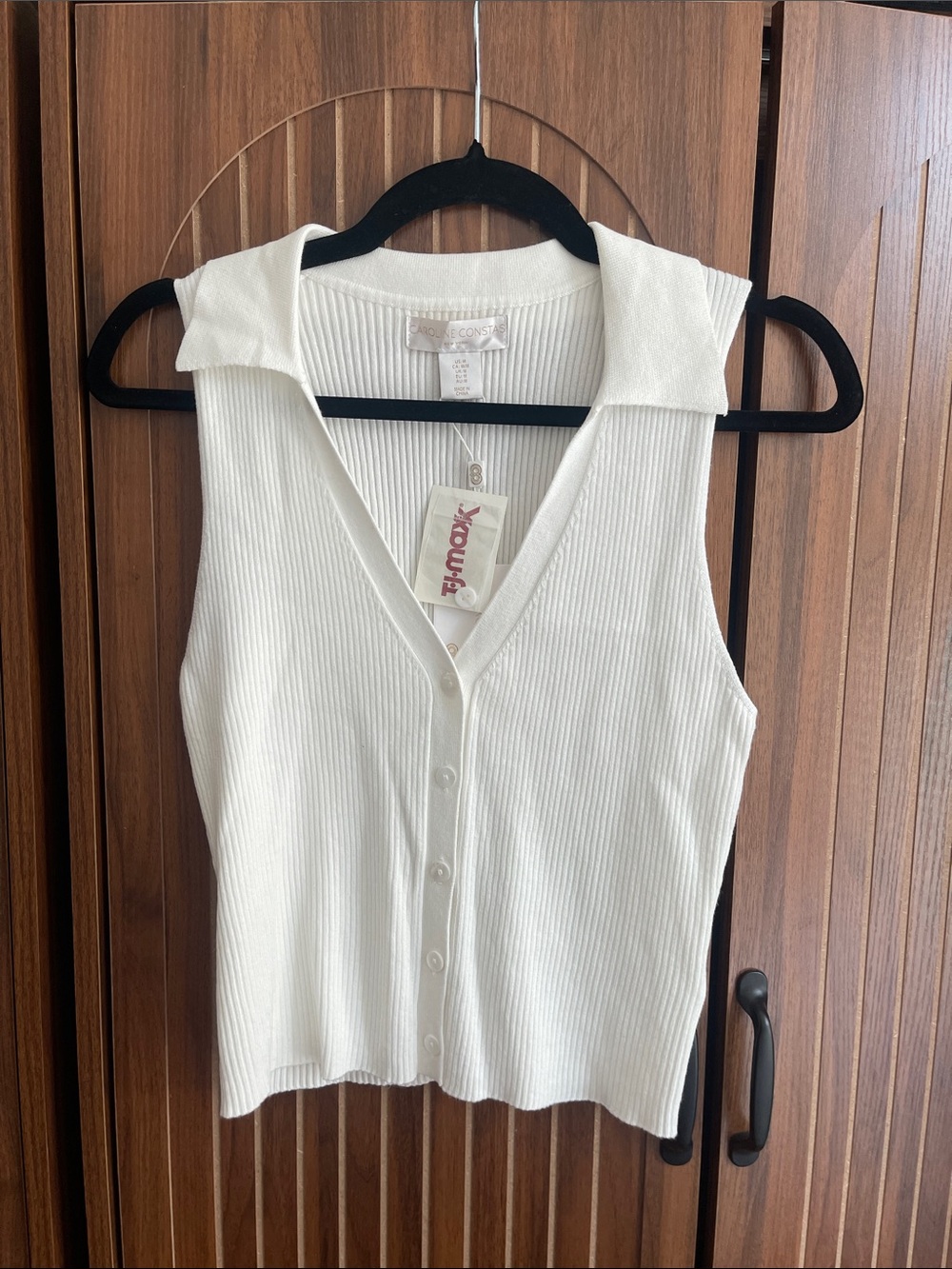 White Collared Button Up Blouse Knit Tank top